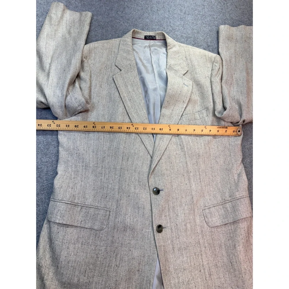 Egon Von Furstenberg Silk Blazer Mens 44‎ Beige Two Button Sport Coat Pure Silk